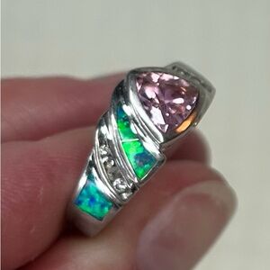Elegant Silver and Blue Opal Ring
